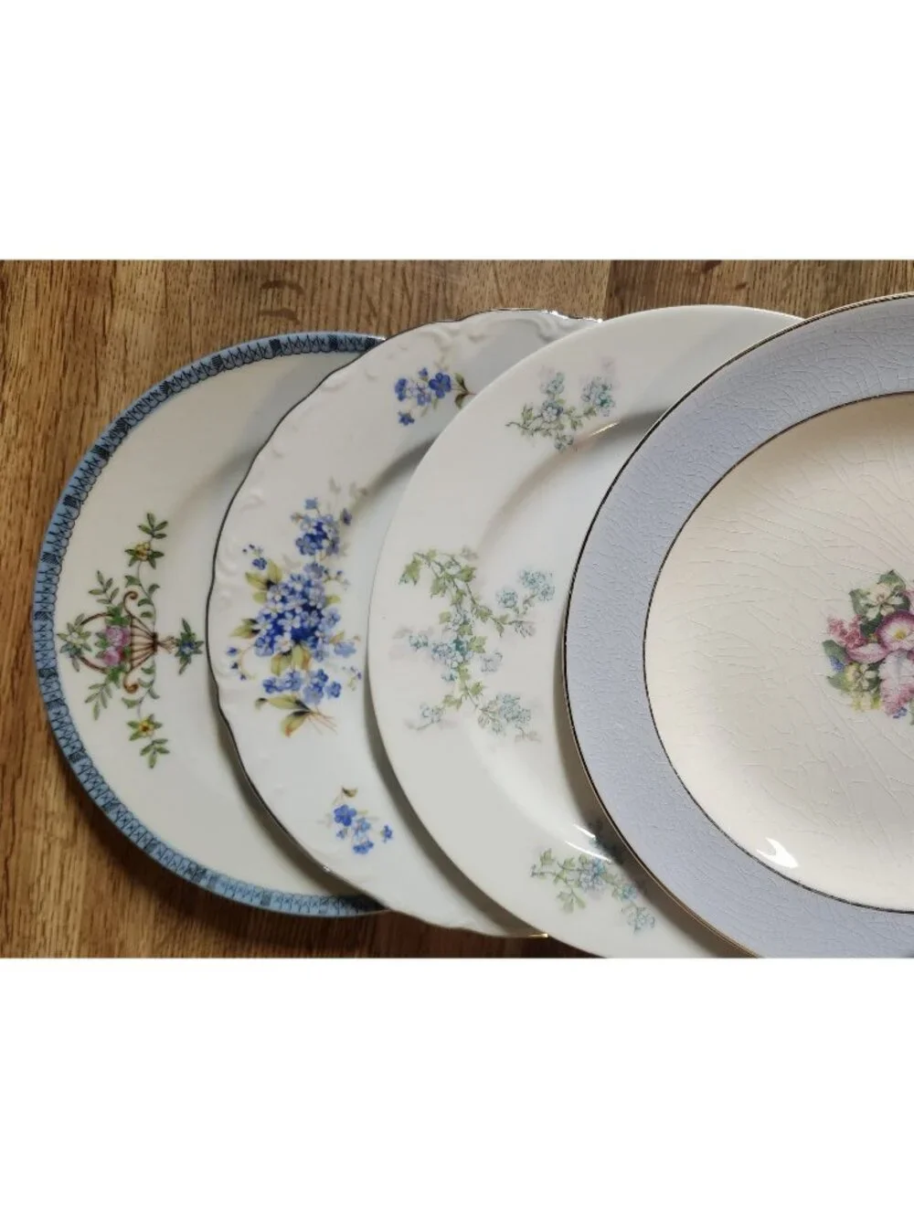 Mismatched Lunch or Salad Plates ~Blues~ Porcelain China Set of 4